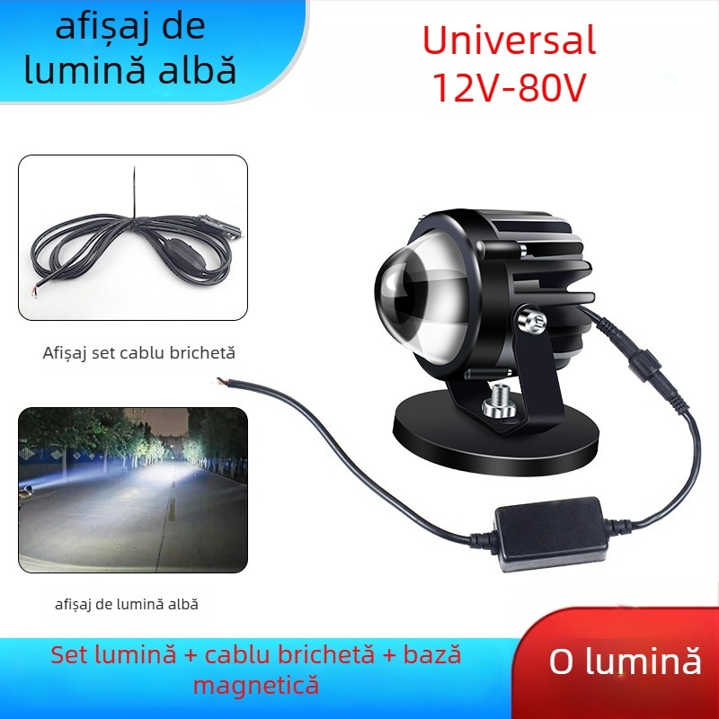 Proiector LED pentru mașină, fascicul de înaltă intensitate, lentilă ultra-luminosa, sursă LED 1W, 12–24V, universal pentru camioane