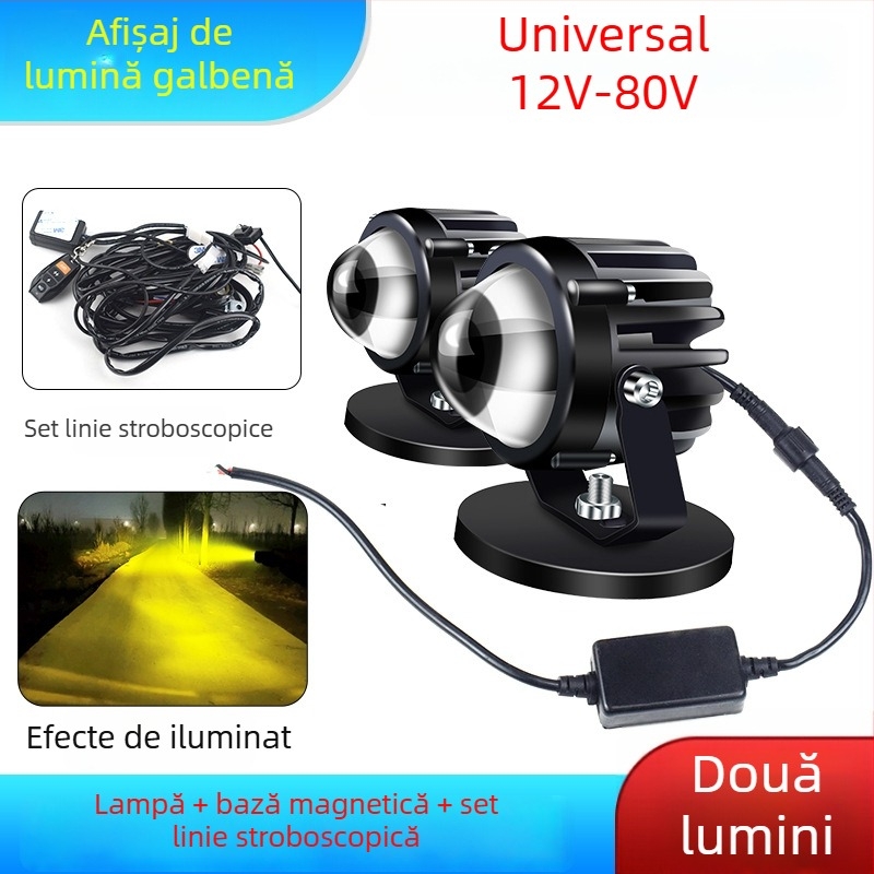 Proiector LED pentru mașină, fascicul de înaltă intensitate, lentilă ultra-luminosa, sursă LED 1W, 12–24V, universal pentru camioane