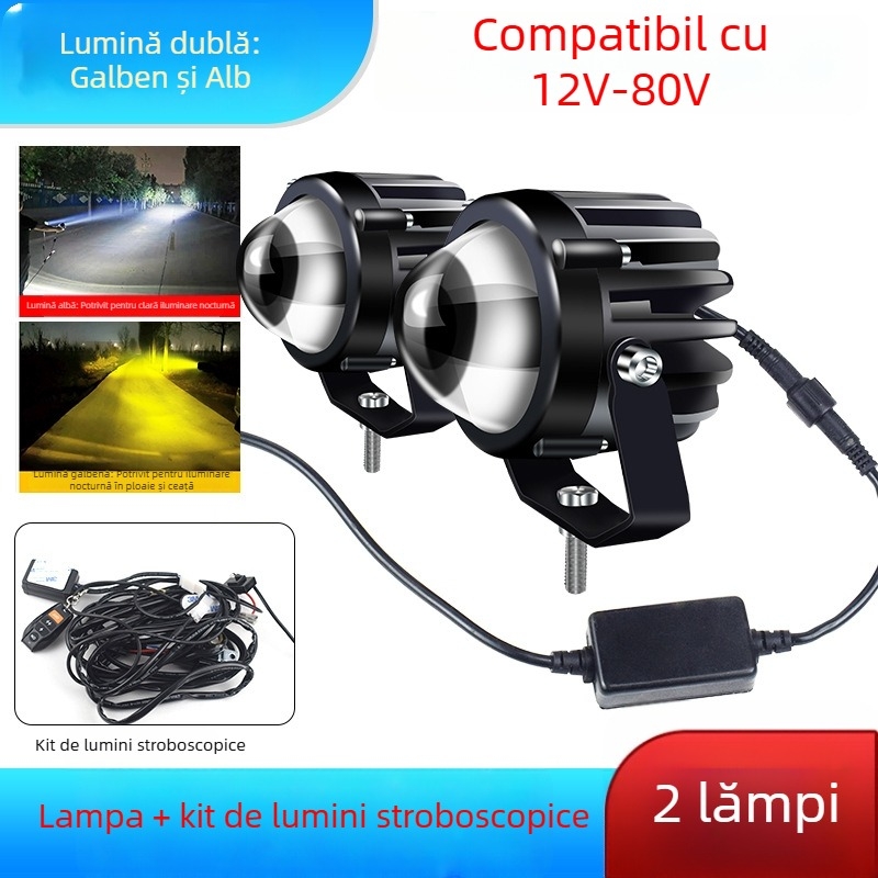 Proiector LED pentru mașină, fascicul de înaltă intensitate, lentilă ultra-luminosa, sursă LED 1W, 12–24V, universal pentru camioane