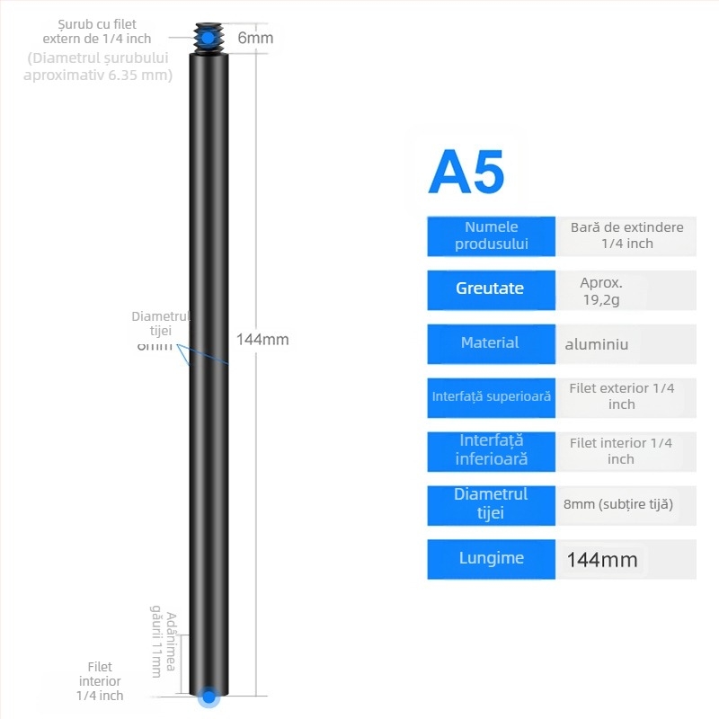 Tijă de centrare din aliaj de aluminiu, universală, extinsă, model S-YC01, Jin nian shi'an