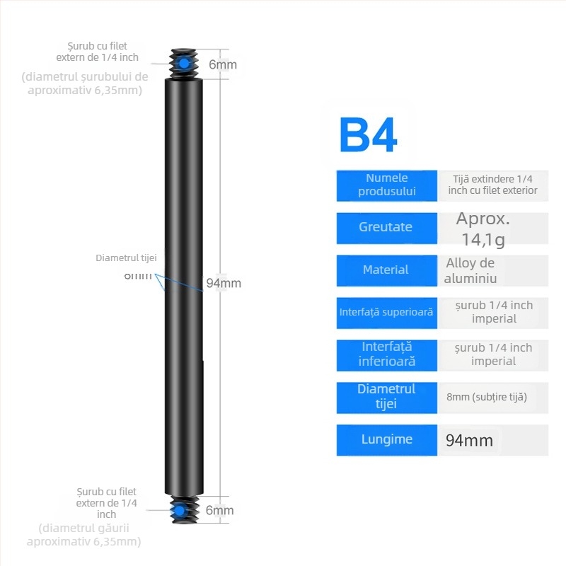 Tijă de centrare din aliaj de aluminiu, universală, extinsă, model S-YC01, Jin nian shi'an