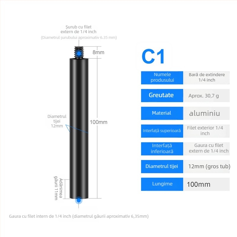Tijă de centrare din aliaj de aluminiu, universală, extinsă, model S-YC01, Jin nian shi'an