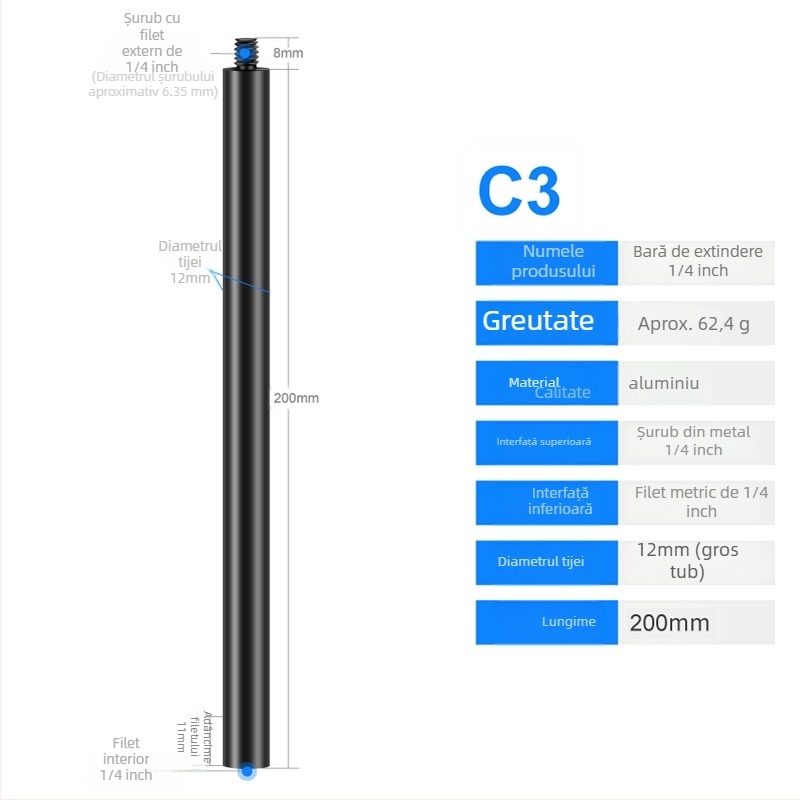Tijă de centrare din aliaj de aluminiu, universală, extinsă, model S-YC01, Jin nian shi'an