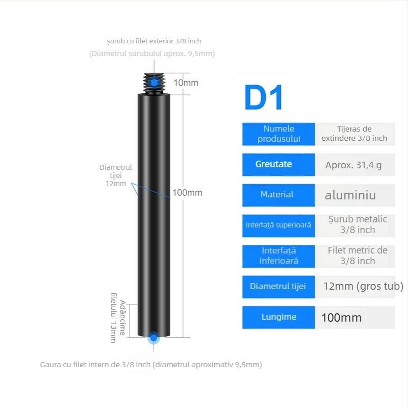 Tijă de centrare din aliaj de aluminiu, universală, extinsă, model S-YC01, Jin nian shi'an