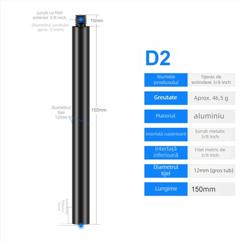 Tijă de centrare din aliaj de aluminiu, universală, extinsă, model S-YC01, Jin nian shi'an