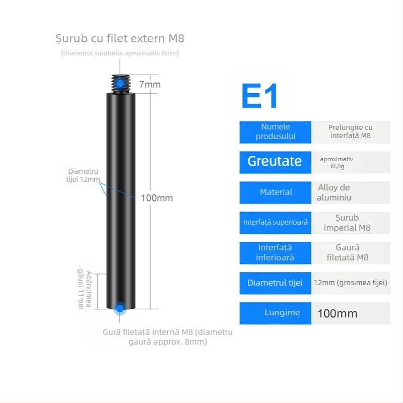 Tijă de centrare din aliaj de aluminiu, universală, extinsă, model S-YC01, Jin nian shi'an