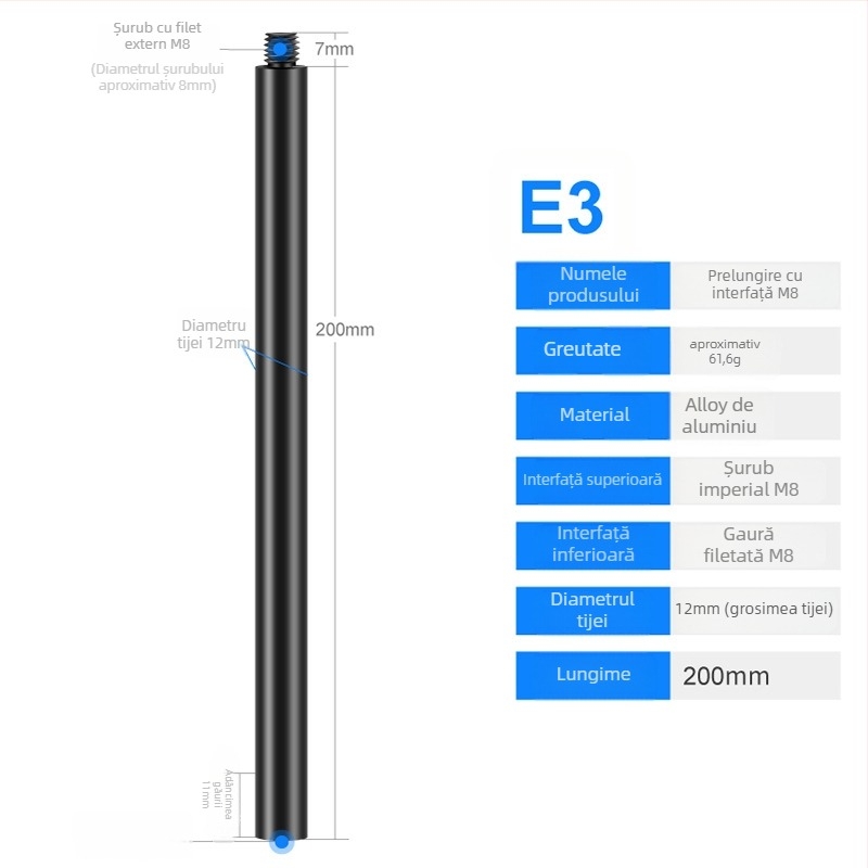 Tijă de centrare din aliaj de aluminiu, universală, extinsă, model S-YC01, Jin nian shi'an