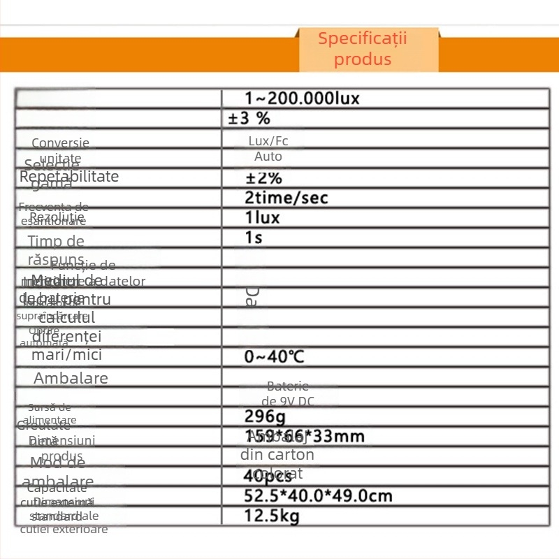 Xima AS823 Iluminometru Portabil — Luxmetru Digital de Înaltă Precizie, Alimentat cu Baterie 9V