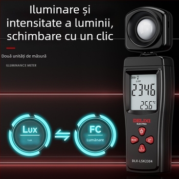 Delixi luxmetru digital portabil cu rază automată, afișaj digital, alimentare cu baterii