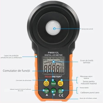 Luxmetru digital portabil, precizie înaltă, afișaj digital, pentru investigații și supraveghere în incendii