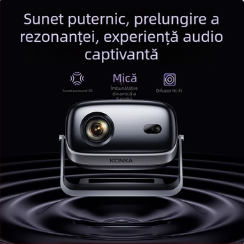 Proiector Konka pentru casă: 1080p, 3500 lm, dimensiune proiecție 30–200 inch, 75W, certificat 3C 2022180903029470