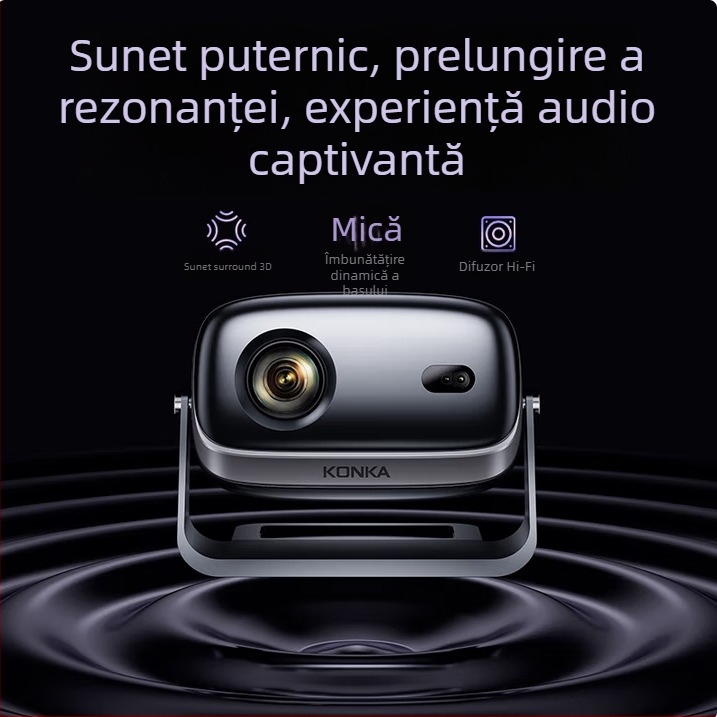 Proiector Konka pentru casă: 1080p, 3500 lm, dimensiune proiecție 30–200 inch, 75W, certificat 3C 2022180903029470