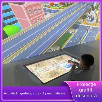 Proiecție interactivă de pictură pe perete și podea pentru muzeul copiilor de știință și tehnologie – proiecție holografică pentru mai mulți utilizatori, rezoluție 1024x768, luminozitate 3300 lm, obiectiv 0.8, putere 350W, tensiune 220V