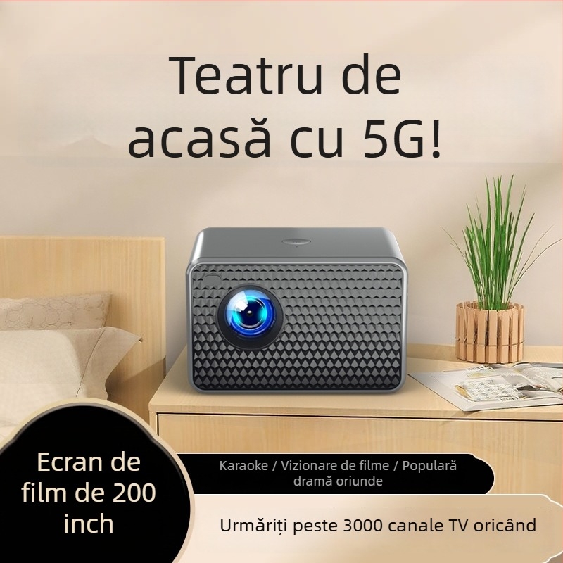 Proiector pentru casă - 1080P, luminozitate 5000 lm, putere 75W, portabil, eficiență energetică clasa I