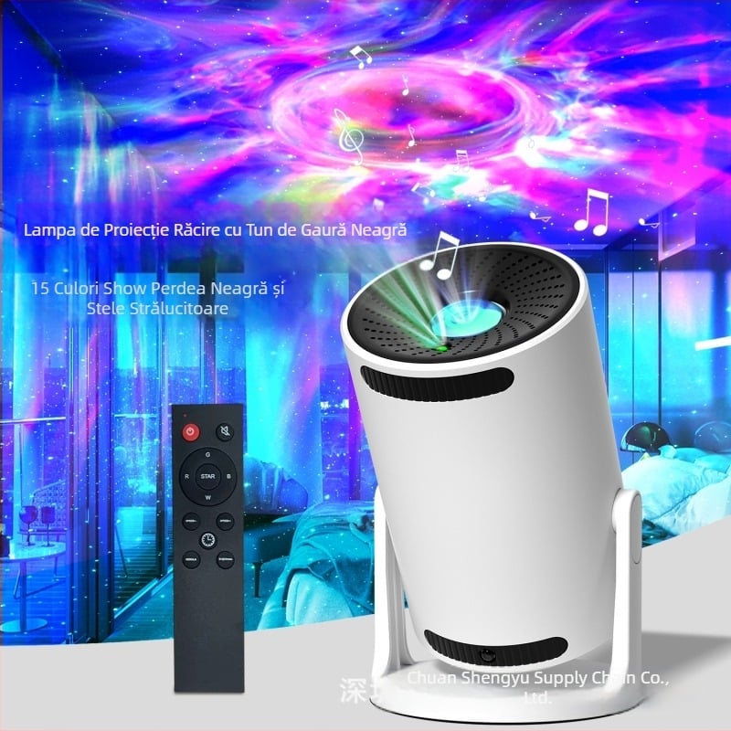 Proiector în formă de butoi cu cer înstelat — alimentare USB, lumină de noapte Bluetooth, lampă ambientală pentru masă
