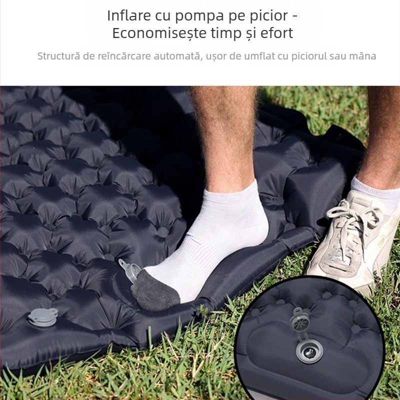 Saltea gonflabilă de camping, pliabilă, impermeabilă, design tip cuib ou, pentru o persoană