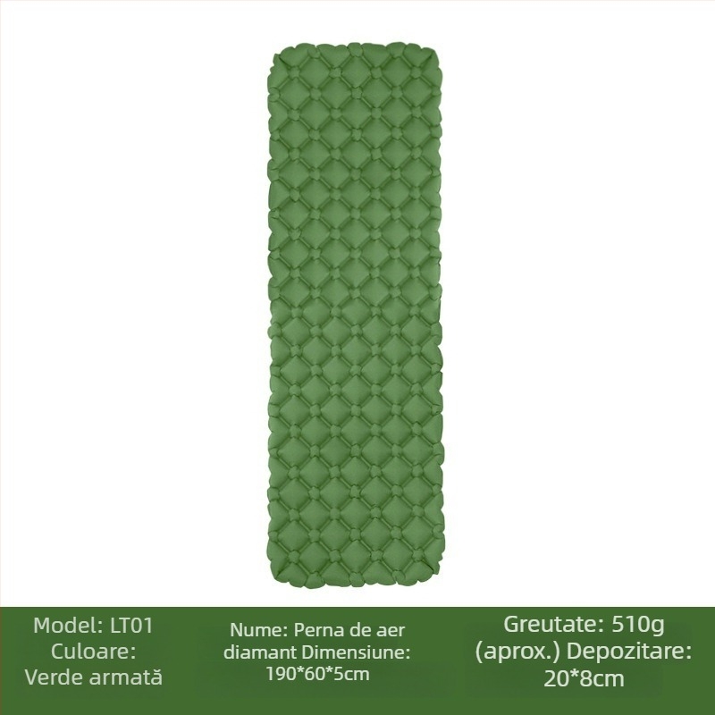 Saltea gonflabilă de camping, pliabilă, impermeabilă, design tip cuib ou, pentru o persoană