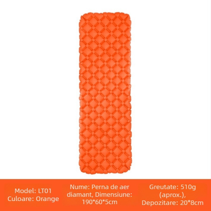Saltea gonflabilă de camping, pliabilă, impermeabilă, design tip cuib ou, pentru o persoană