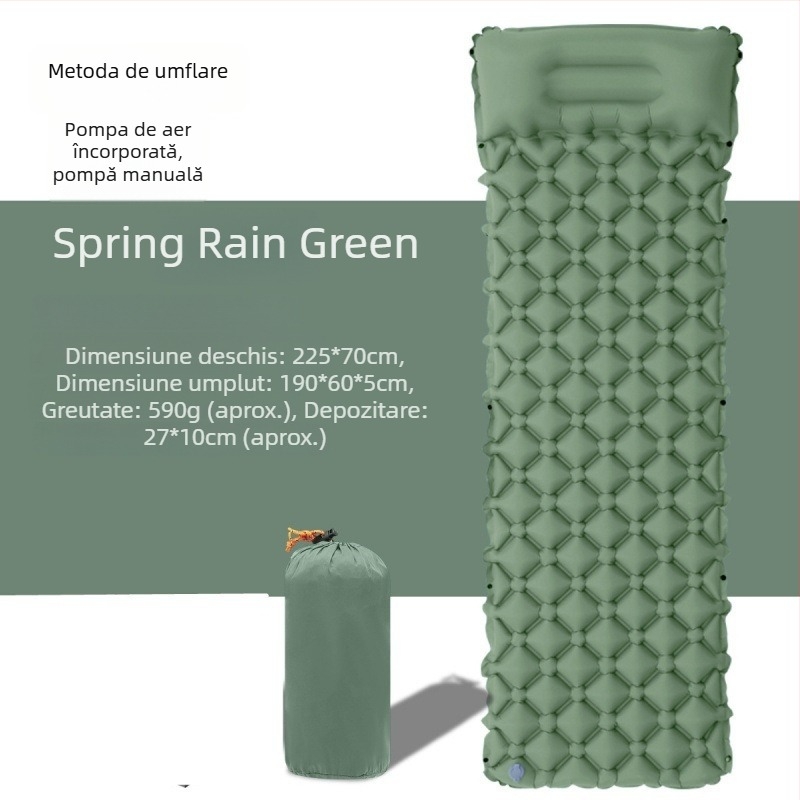 Saltea gonflabilă de camping, pliabilă, impermeabilă, design tip cuib ou, pentru o persoană