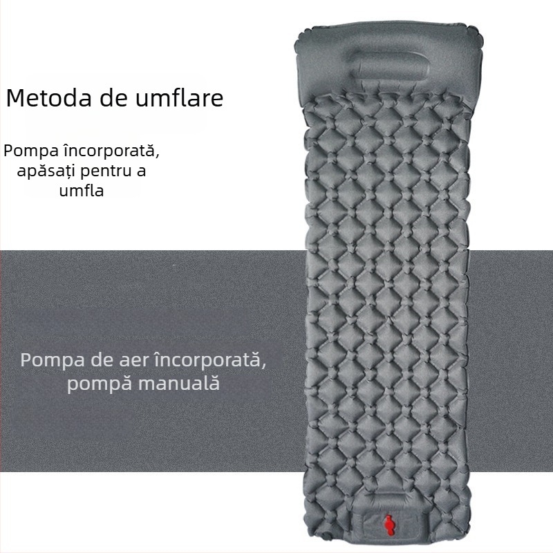 Saltea gonflabilă de camping, pliabilă, impermeabilă, design tip cuib ou, pentru o persoană