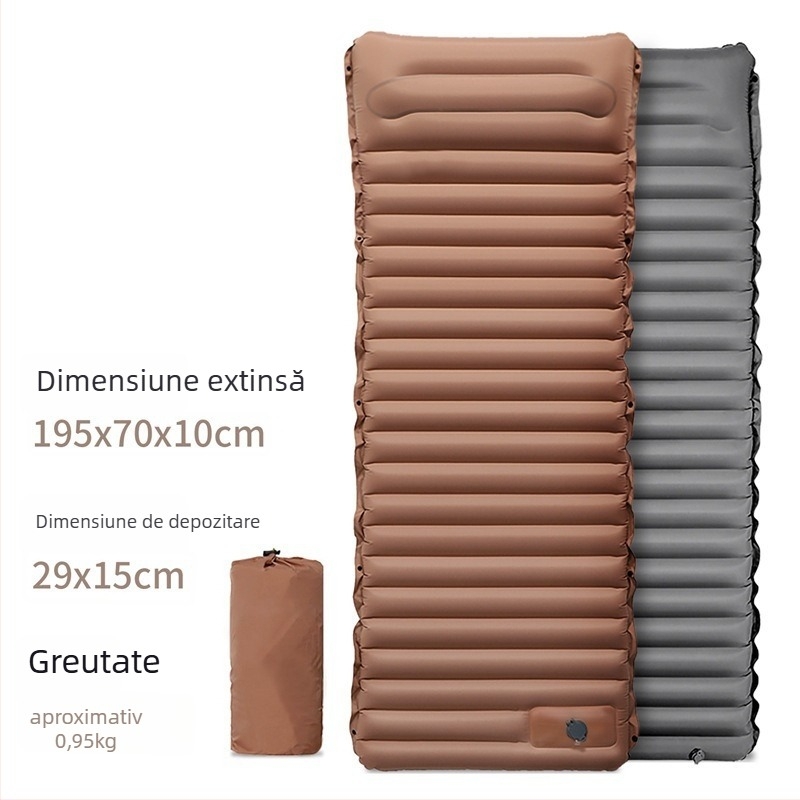 Saltea gonflabilă de camping, pliabilă, impermeabilă, design tip cuib ou, pentru o persoană
