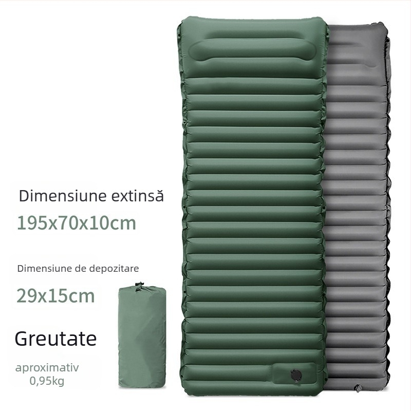 Saltea gonflabilă de camping, pliabilă, impermeabilă, design tip cuib ou, pentru o persoană