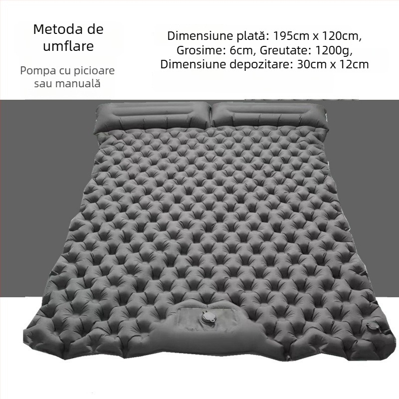 Saltea gonflabilă de camping, pliabilă, impermeabilă, design tip cuib ou, pentru o persoană