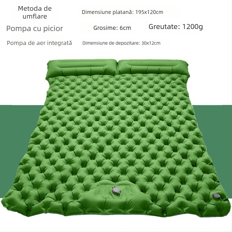 Saltea gonflabilă de camping, pliabilă, impermeabilă, design tip cuib ou, pentru o persoană
