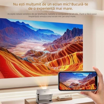 Proiector portabil pentru cinema acasă cu rotație PTZ, Full HD 1920x1080, 5000 ANSI lumens, 80W