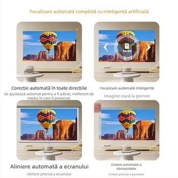 Proiector portabil pentru cinema acasă cu rotație PTZ, Full HD 1920x1080, 5000 ANSI lumens, 80W