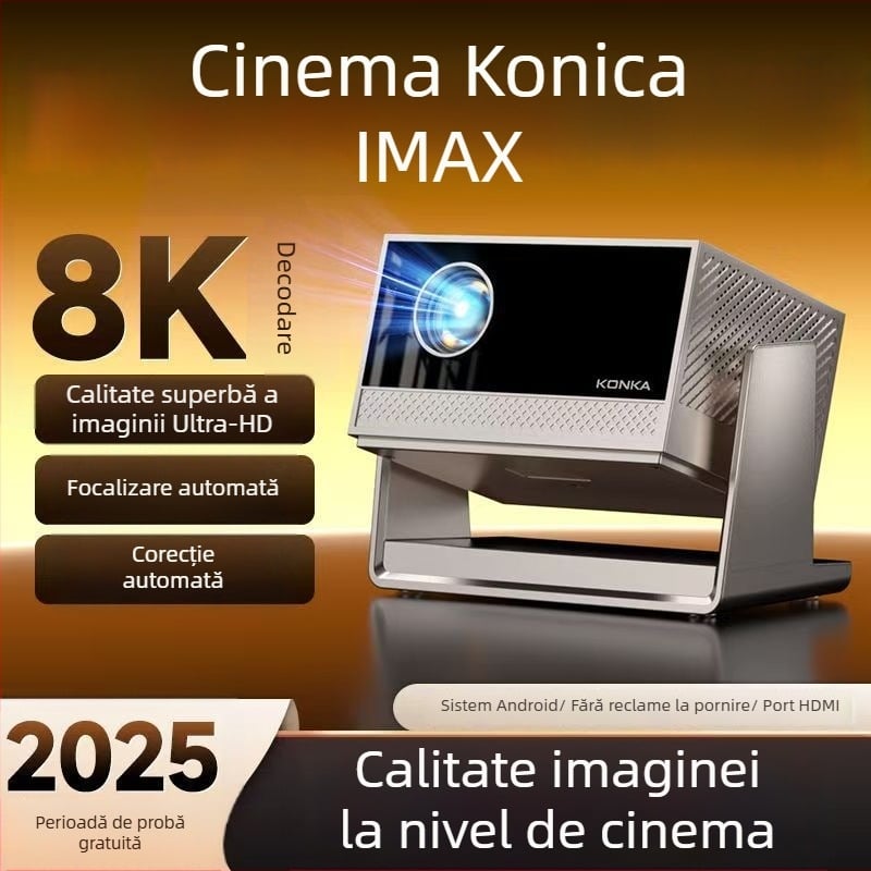 Proiector portabil pentru cinema acasă cu rotație PTZ, Full HD 1920x1080, 5000 ANSI lumens, 80W