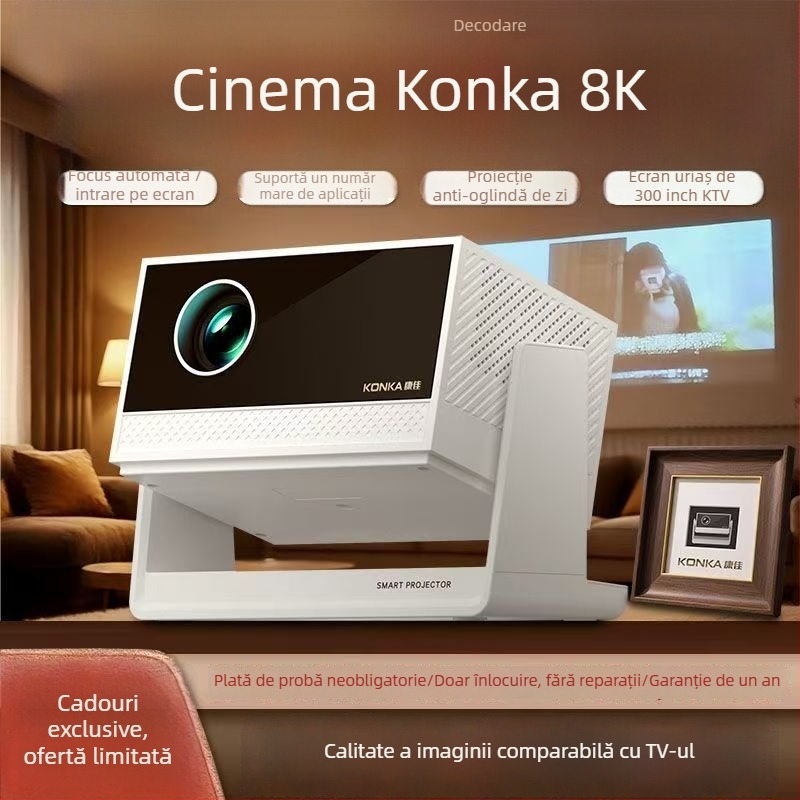 Proiector portabil pentru cinema acasă cu rotație PTZ, Full HD 1920x1080, 5000 ANSI lumens, 80W