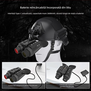 Dispozitiv de viziune de noapte infraroșu montat pe cap, pentru exterior: mărire 21x+, obiectiv de 25 mm, distanță de vizionare până la 300 m, alimentare 3,7 V, NV8300