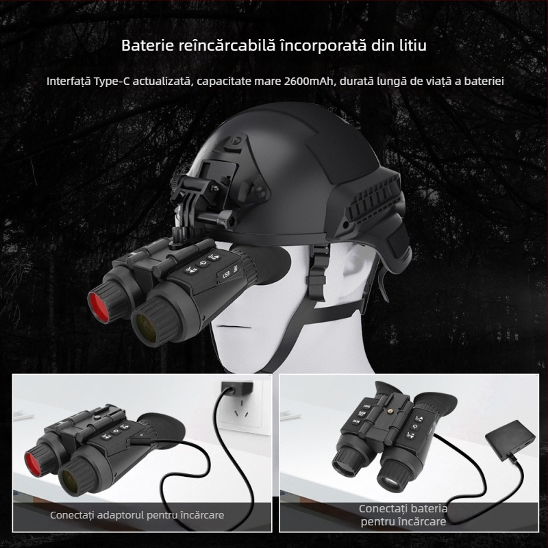 Dispozitiv de viziune de noapte infraroșu montat pe cap, pentru exterior: mărire 21x+, obiectiv de 25 mm, distanță de vizionare până la 300 m, alimentare 3,7 V, NV8300