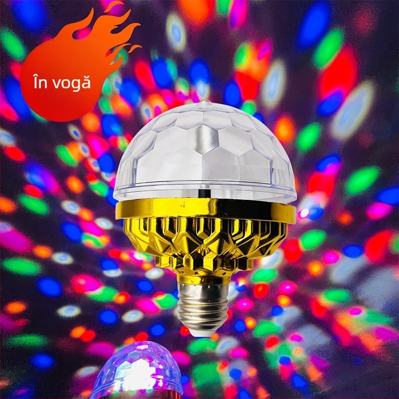 Lampa sferă magică cu LED auriu, rotativă, cu șapte culori, pentru scenă acasă cu proiecție, alimentare DC, 220V, model ZW2509091, montaj: agățat, pe perete sau pe masă
