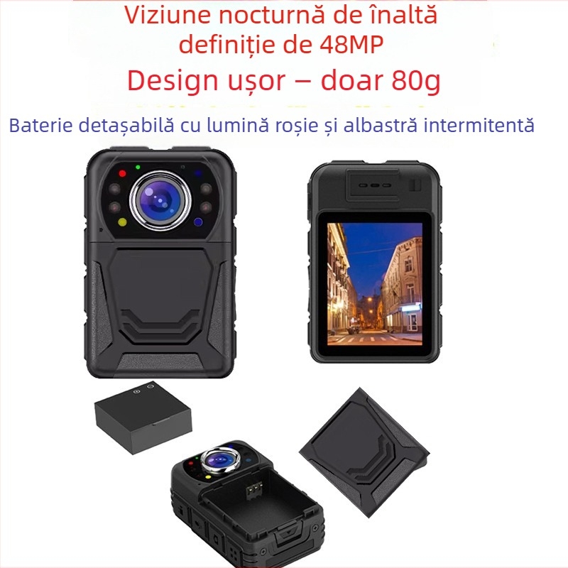 Cameră corporală pentru aplicarea legii A2 — senzor CMOS, ecran LCD 2,0 inch, microfon stereo, viziune nocturnă, stabilizare dublă