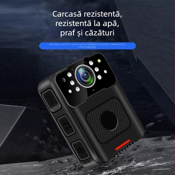 Înregistrator pentru aplicarea legii, purtat pe torace, vedere de noapte și cameră infrared; senzor CMOS, ecran LCD 2,0 inch, stocare MicroSD, baterie 14 ore, USB 2.0/Type-C