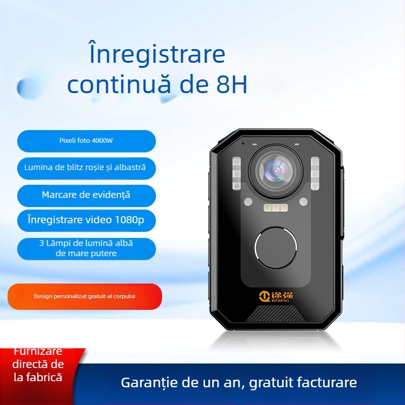 Cameră de corp pentru aplicarea legii — Vedere de noapte HD, 1080p, Zoom optic 10x, senzor CCD, baterie de 8 ore