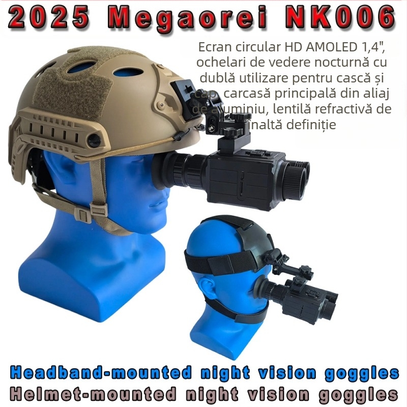 Dispozitiv de vedere nocturnă cu infraroșu pentru cască și bandă pentru cap, dual-use, 1–5x mărire, obiectiv 12 mm, raza de vizualizare 0–200 m, tensiune 3,7 V
