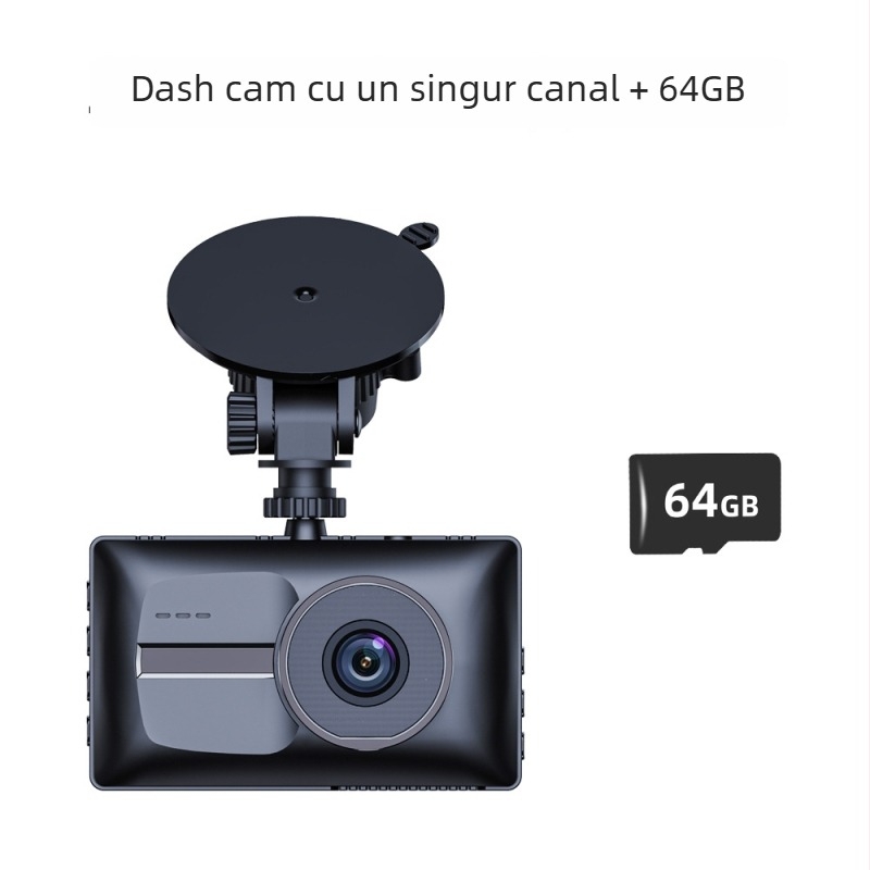 Dash cam auto cu două lentile, 1080p, vedere nocturnă îmbunătățită, unghi de 170°, înregistrare în buclă continuă