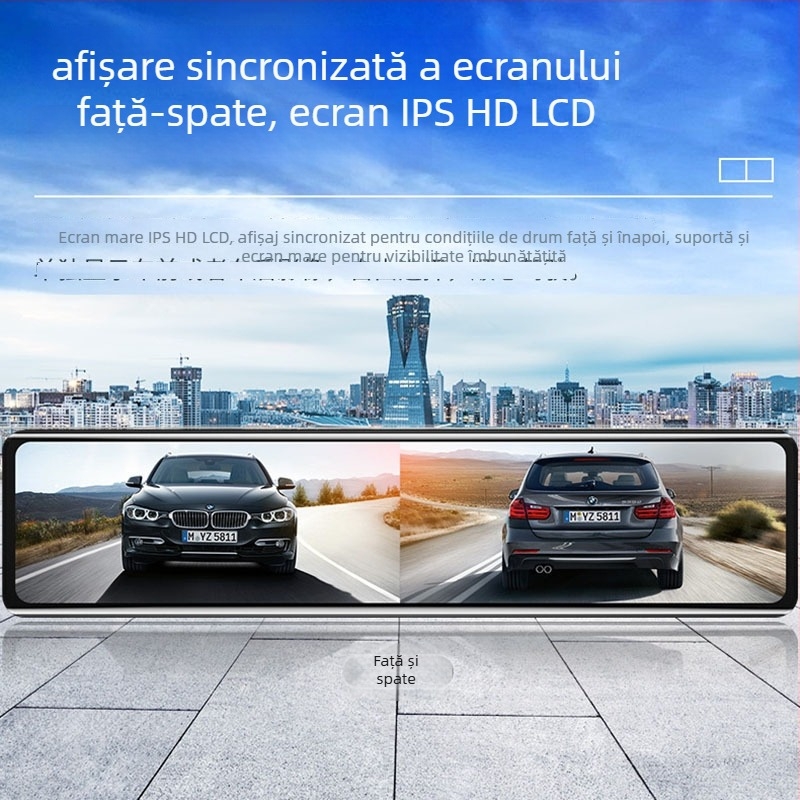 Camera de bord pentru mașină cu dublă cameră frontală și spate, 1440p HD, unghi de 170°, viziune nocturnă, suport TF card