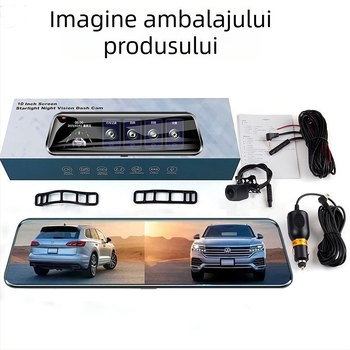 Dash cam auto cu obiectiv dublu, ecran complet, unghi 170°, senzor 5MP, înregistrare în buclă până la 64GB TF card, vizionare de noapte HD