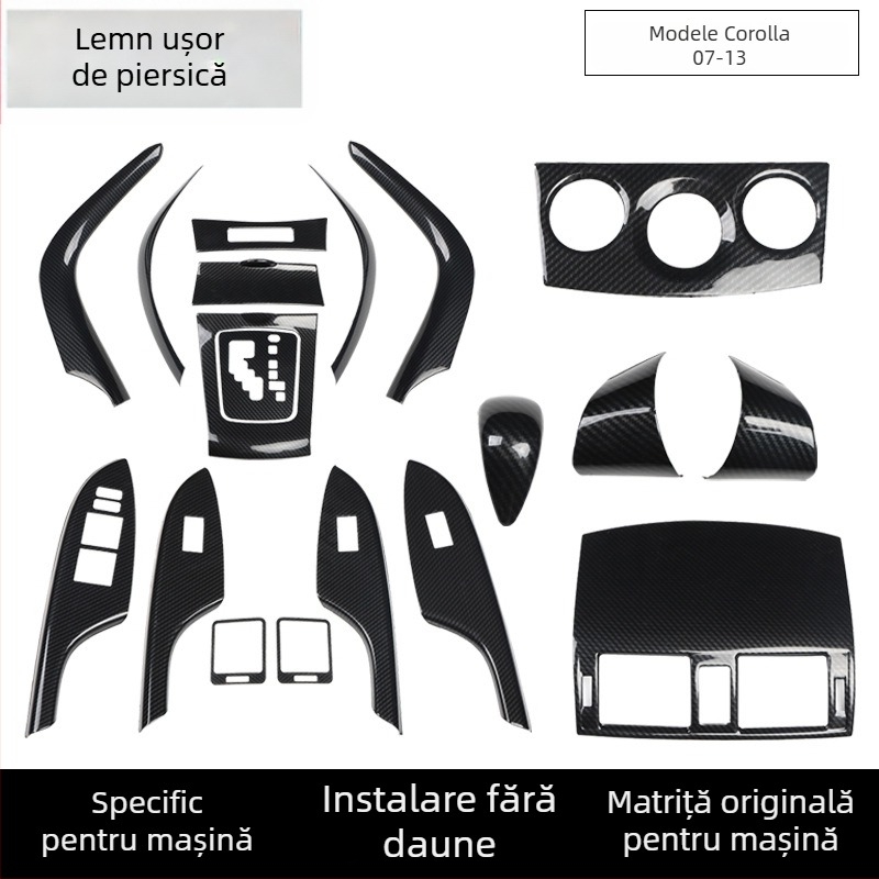 Decal interior din plastic Mahamuzhen pentru ventilarea aerului și întrerupătorul geamului, model 07-13 Toyota Corolla, personalizare disponibilă