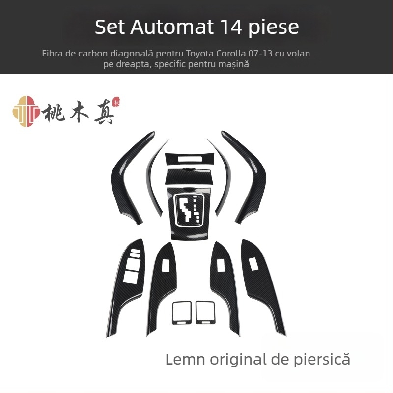 Decal interior din plastic Mahamuzhen pentru ventilarea aerului și întrerupătorul geamului, model 07-13 Toyota Corolla, personalizare disponibilă