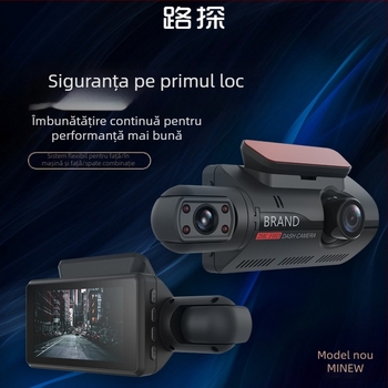 F7 Cameră auto duală față-spate - 1080p viziune de noapte, unghi 170°, ecran LCD 3,0 inch