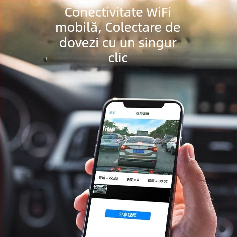 DVR auto cu GPS, obiectiv dual, unghi de vizualizare 140°, suport până la 128GB TF card, înregistrare în buclă