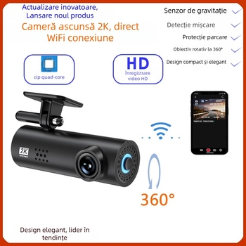 LF9 cameră auto WiFi, lentile duale, 2160P, unghi de vizualizare 170°, monitorizare parcare
