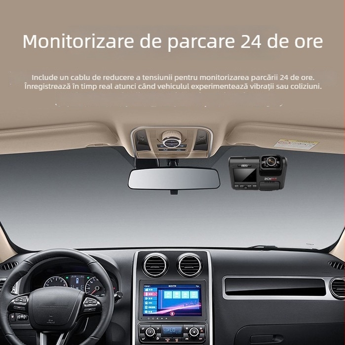 Sistem de înregistrare auto cu două camere față-spate, unghi de 140°, 1080p, înregistrare în buclă, USB/AV, card TF, ecran de 2,0 inch