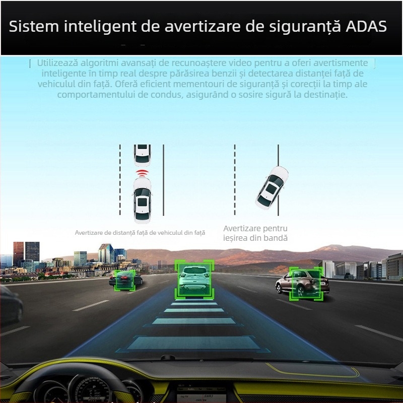 Sistem de înregistrare auto cu două camere față-spate, unghi de 140°, 1080p, înregistrare în buclă, USB/AV, card TF, ecran de 2,0 inch