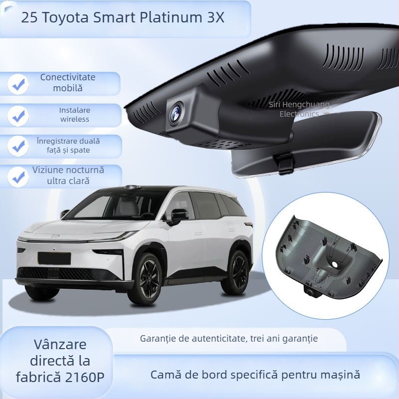 Dash Cam Toyota Platinum 3X – 4K Ultra HD, unghi de 150°, viziune de noapte, Wi‑Fi, Înregistrare în buclă